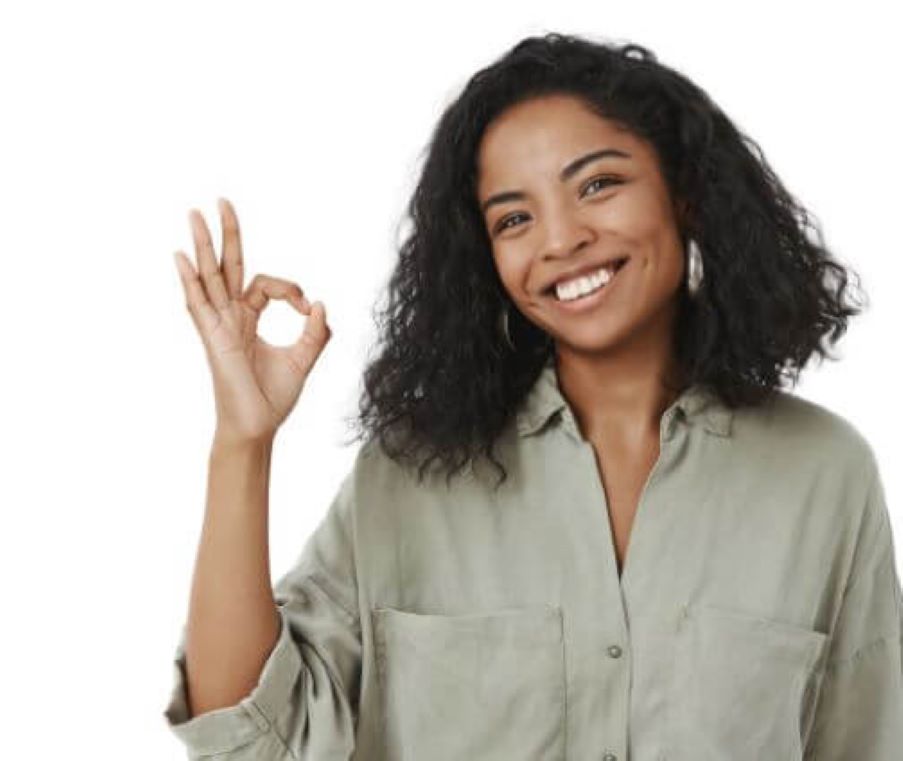 portrait-charming-friendly-polite-happy-african-american-adult-woman-blouse-tilting-head-smiling-broadly-showing-ok